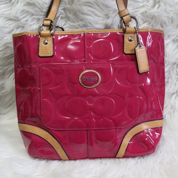 Coach Pink Patent Leather Shoulder Bag - Picture 1 of 6